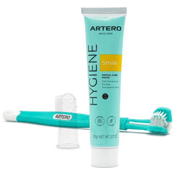 Artero Smile Dental Pack kit de soins dentaires pour chiens avec dentifrice (90 g) et 2 pcs brosses � dents
