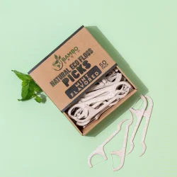 Bamboo Earth Natural Eco Floss Picks � tandtr�dsb�jler med mint (50 stk.)