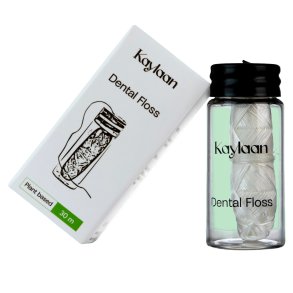Kaylaan plantebaseret tandtr�d med candelillavoks (30 mtr.) i genopfyldelig glasbeholder