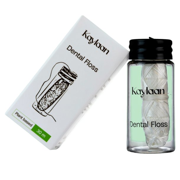 Kaylaan plantebaseret tandtr�d med candelillavoks (30 mtr.) i genopfyldelig glasbeholder