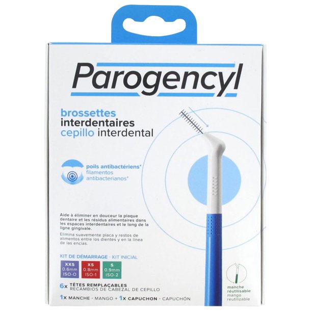 Parogencyl mellemrumsb�rster starts�t med genanvendeligt h�ndtag (6 stk.)
