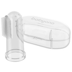 BabyOno First Teeth Fingerzahnb�rste aus Silikon mit Aufbewahrungsetui