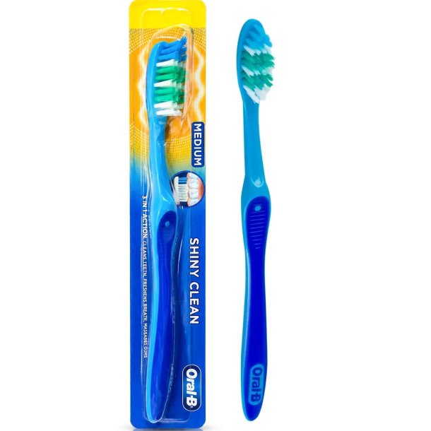 Oral-B Shiny Clean Medium tandborste med 3-i-1-reng�ring