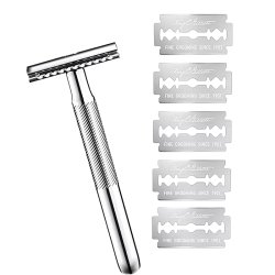 King C. Gillette Klassisk Barberskraber + 5 stk. Double Edge Safety Razor barberblade