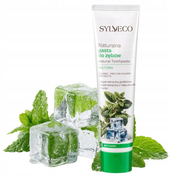 Sylveco Natural Mint -hammastahna, jossa on chlorhexidin, xylitol ja intensiivinen mintun maku, ilman fluoria (100 ml)