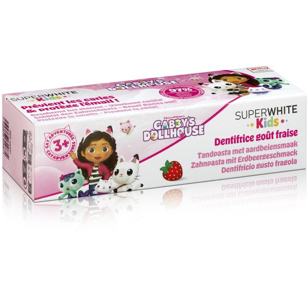 Superwhite Kids Gabby�s Dollhouse tandpasta met aardbeiensmaak voor kinderen vanaf 3 jaar (50 ml)