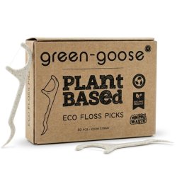 Ymp�rist�yst�v�lliset hammaslankaimet kasvipohjaisella varrella Green-Goose Eco Floss Picks (50 kpl)