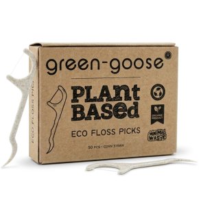 Ymp�rist�yst�v�lliset hammaslankaimet kasvipohjaisella varrella Green-Goose Eco Floss Picks (50 kpl)