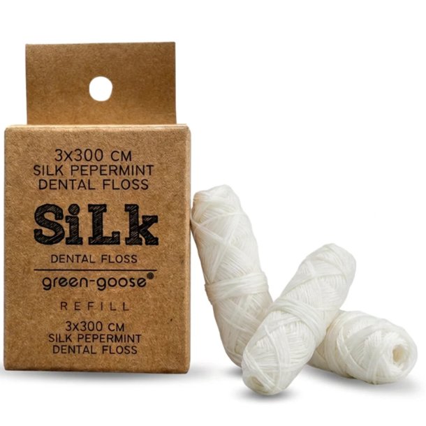 Seidenzahnseide mit Pfefferminze Refill Green-Goose (3 x 30 mtr.)