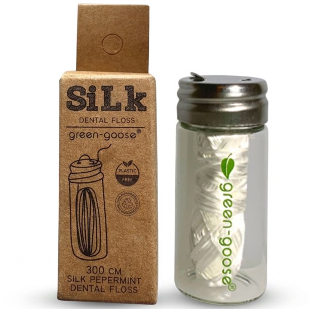 Silketanntr�d med peppermynte i dispenser Green-Goose (30 mtr.)