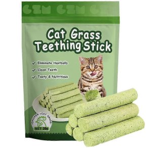 Cat Grass Teething Stick Gefriergetrocknete Katzengras-Snacksticks mit Huhn und Lachs f�r Katzen (6 St.)