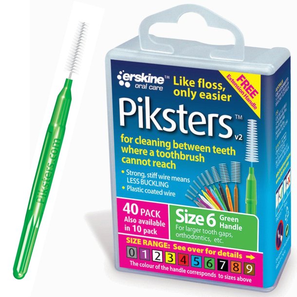 Piksters Mellemrumsb�rster 40 stk. 0.8 mm. ISO 6 GR�N