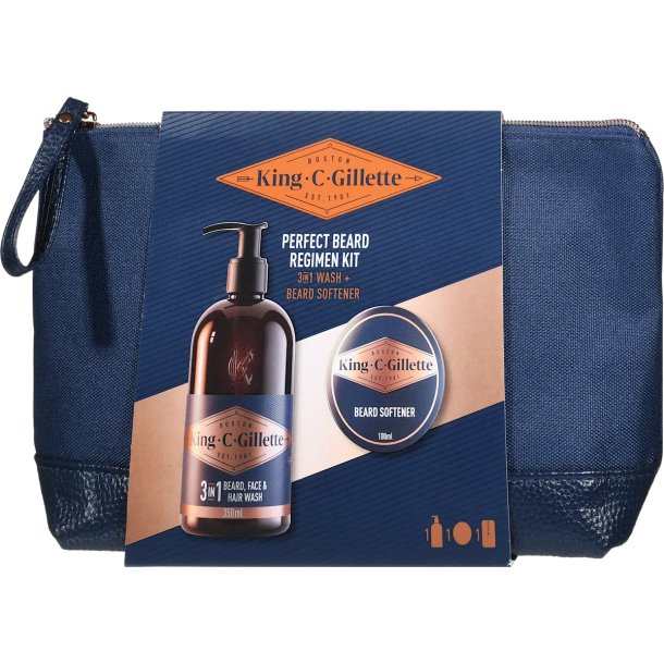 King C. Gillette Perfect Beard Regimen Kit � Bartpflegeset mit Kulturtasche