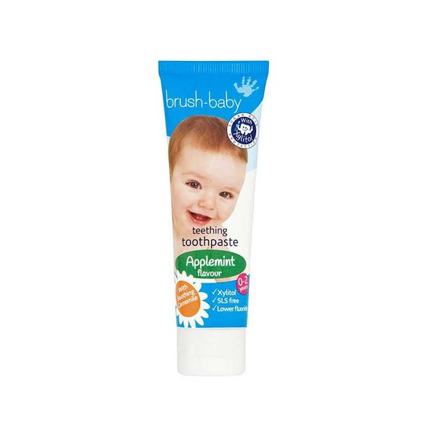 Brush-Baby Teething Applemint Dentifrice 0–2 ans avec Xylitol &amp; Camomille (50 ml.)