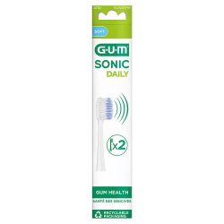 GUM Sonic Daily Brossettes de rechange blanches 2 pcs Refill