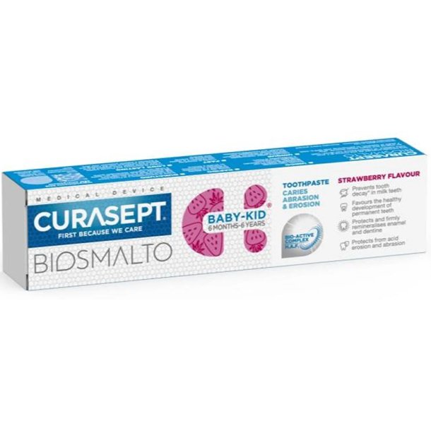 Hydroxylapatit Kinderzahnpasta CURASEPT Biosmalto Baby-Kid Strawberry 6 Months–6 Years (50 ml)