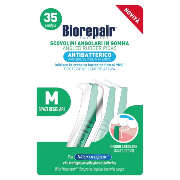 Biorepair Angled Rubber Picks Medium – Gummib�rsten mit MicroRepair f�r die Zahnzwischenr�ume (Medium 35 St.)