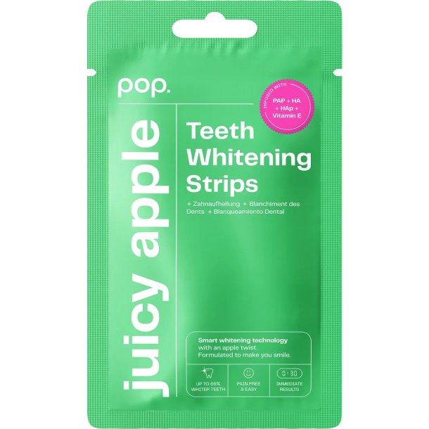POP Juicy Apple Teeth Whitening Strips med PAP &amp; Hydroxyapatit  7 behandlinger