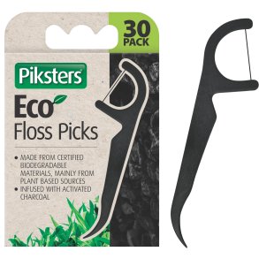 Tanntr�db�yler PIKSTERS Eco Floss Picks Charcoal (30 stk.)