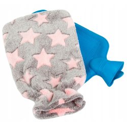 W�rmflasche Sternenmuster in Grau und Rosa - 2 ltr.