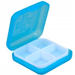 Liten och praktisk Bl� Pillerask - perfekt f�r v�skan, fickan och resan