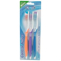 3 stykker. Tannbrster Active Oral Care Control Action Medium