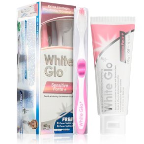 Tandblegning Tandpasta + Tandbrste Flsomme Tnder White Glo Sensitive Forte+