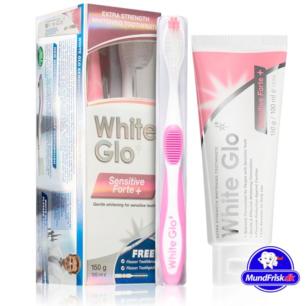 Hampaiden valkaisu hammastahna + hammasharja Herkt hampaat White Glo Sensitive Forte+