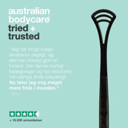 Tungerenser AUSTRALIAN Tungeskraber - Bli av med dlig andedrkt, bakterier och belggningar