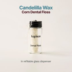 Kaylaan plantebaseret tandtr�d med candelillavoks (30 mtr.) i genopfyldelig glasbeholder