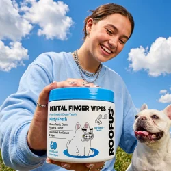 Roofus Dental Finger Wipes Minty Fresh � Fingertv�ttar f�r tandv�rd av hundar och katter (60 st.)
