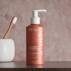 Naturlig barntandkrm ENDRO Red br Fluorid Aluminiumbehllare med pump 175 g