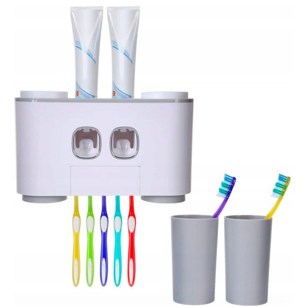 Zahnb&uuml;rstenhalter mit Zahnpastaspender und Zahnbecher