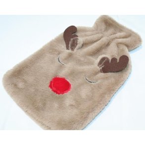 Varmedunk, 2 liter, sovende elg med myk pels