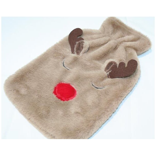 Varmedunk, 2 liter, sovende elg med myk pels