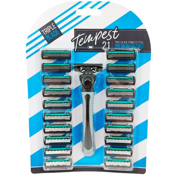 Rasierer + 20 Rasierklingen TEMPEST Herren- Razor mit drei Klingen
