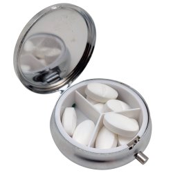 Pill Box Runt Metall Astro Motivfodral med 3 fack