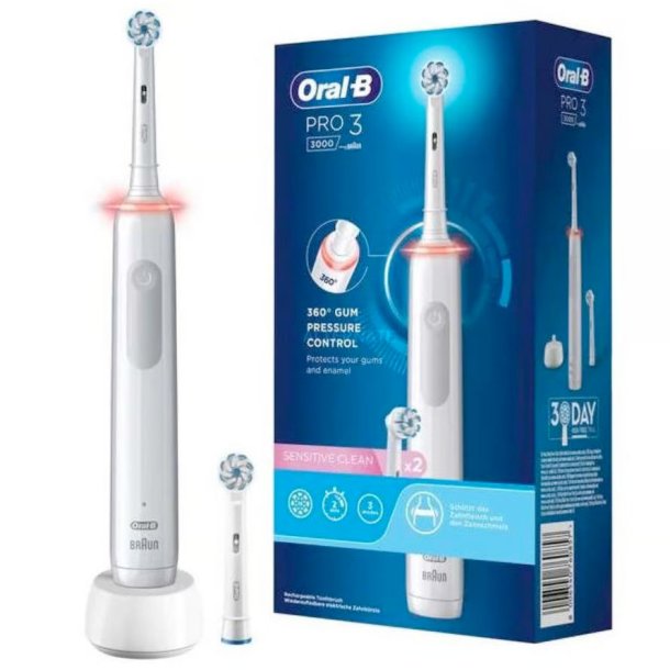 Oral-B Pro 3 3000 Sensitive Clean El-tandbrste Ekstra Brstehoved