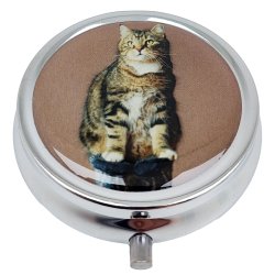 Pilleske Katte Rund Pilleboks Metal