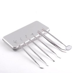 Zahnpflegeset in Blechdose - Dentalwerkzeuge aus Edelstahl - 6-teilig