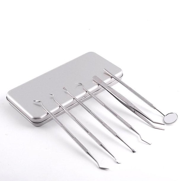 Zahnpflegeset in Blechdose - Dentalwerkzeuge aus Edelstahl - 6-teilig