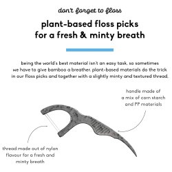 Tandtrdshngslen utan PFAS The Humble Co. Floss Picks CHARCOAL