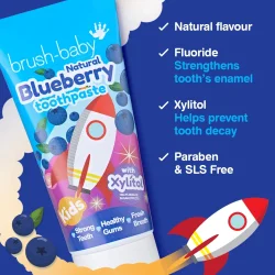 Brush-Baby Natural Blueberry Zahnpasta f�r Kinder ab 3 Jahren mit Xylitol (50 ml)