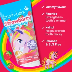 Brush-Baby Natural Strawberry Zahnpasta f�r Kinder ab 3 Jahren mit Xylitol (50 ml)