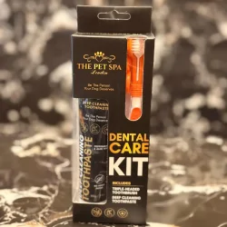 The Pet Spa London Dental Care Kit f�r hundar – Tandkr�m, 3-sidig tandborste &amp; 2 fingertandborstar
