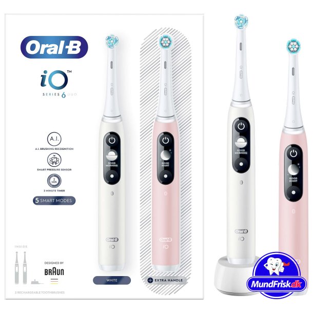 Oral-B iO Series 6 DUO El-tandbrster White+Pink