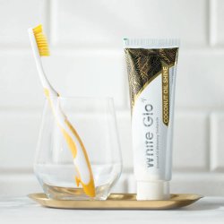 Tandblegning Tandpasta + Tandbrste WHITE GLO Coconut Oile Shine
