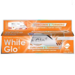 Tandblegning Tandpasta + Tandbrste WHITE GLO Curcumin &amp; Turmeric
