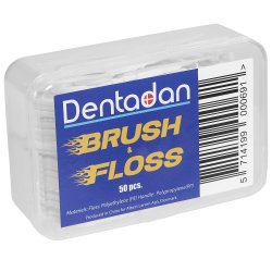 Dentadan Brush &amp; Floss Flosser Tandtrd + Brste til mellemrum 50 stk.
