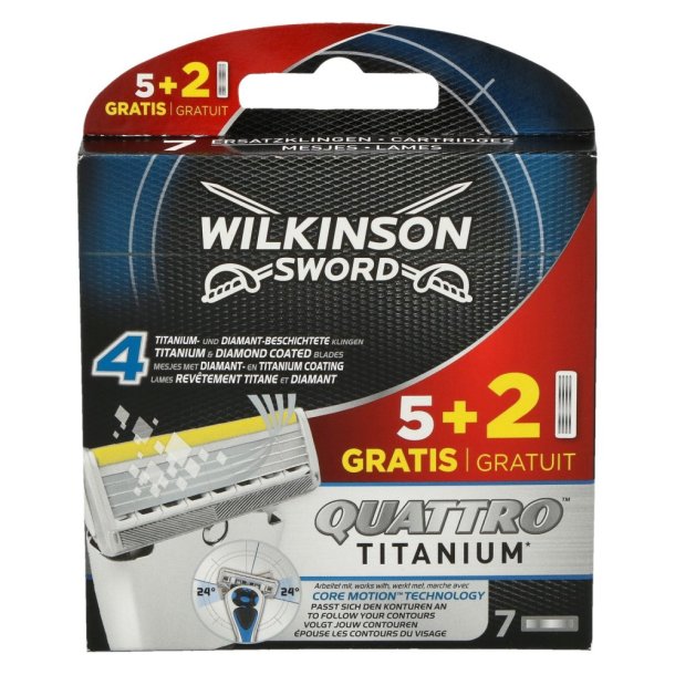 Wilkinson Sword Quattro Titanium Core Motion Barberblade 7 stk.